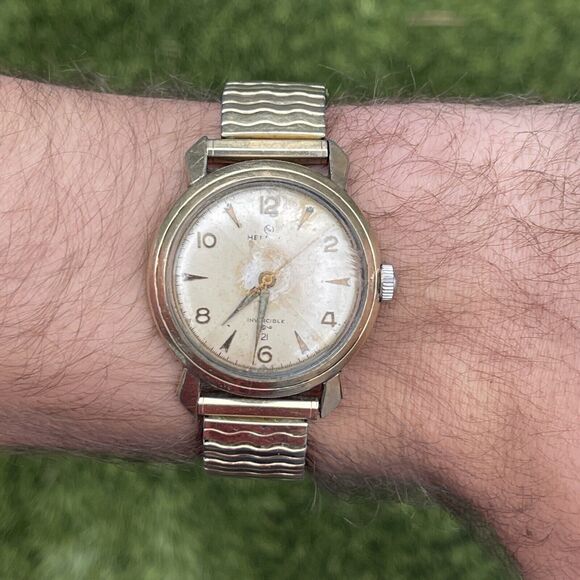 Mens Vintage Helbros Invincible Watch Running Mechanical Stretch - Picture 11 of 11